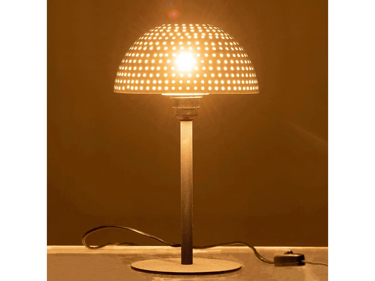 Lampe à Poser "Champignon Brillant" 36cm Blanc