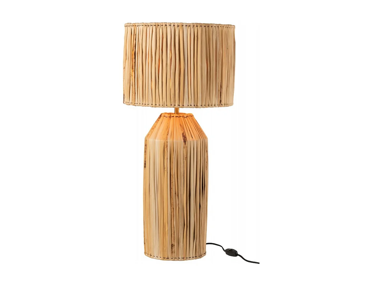 Lámpara de mesa de hoja de plátano en madera natural de 35x35x87 cm