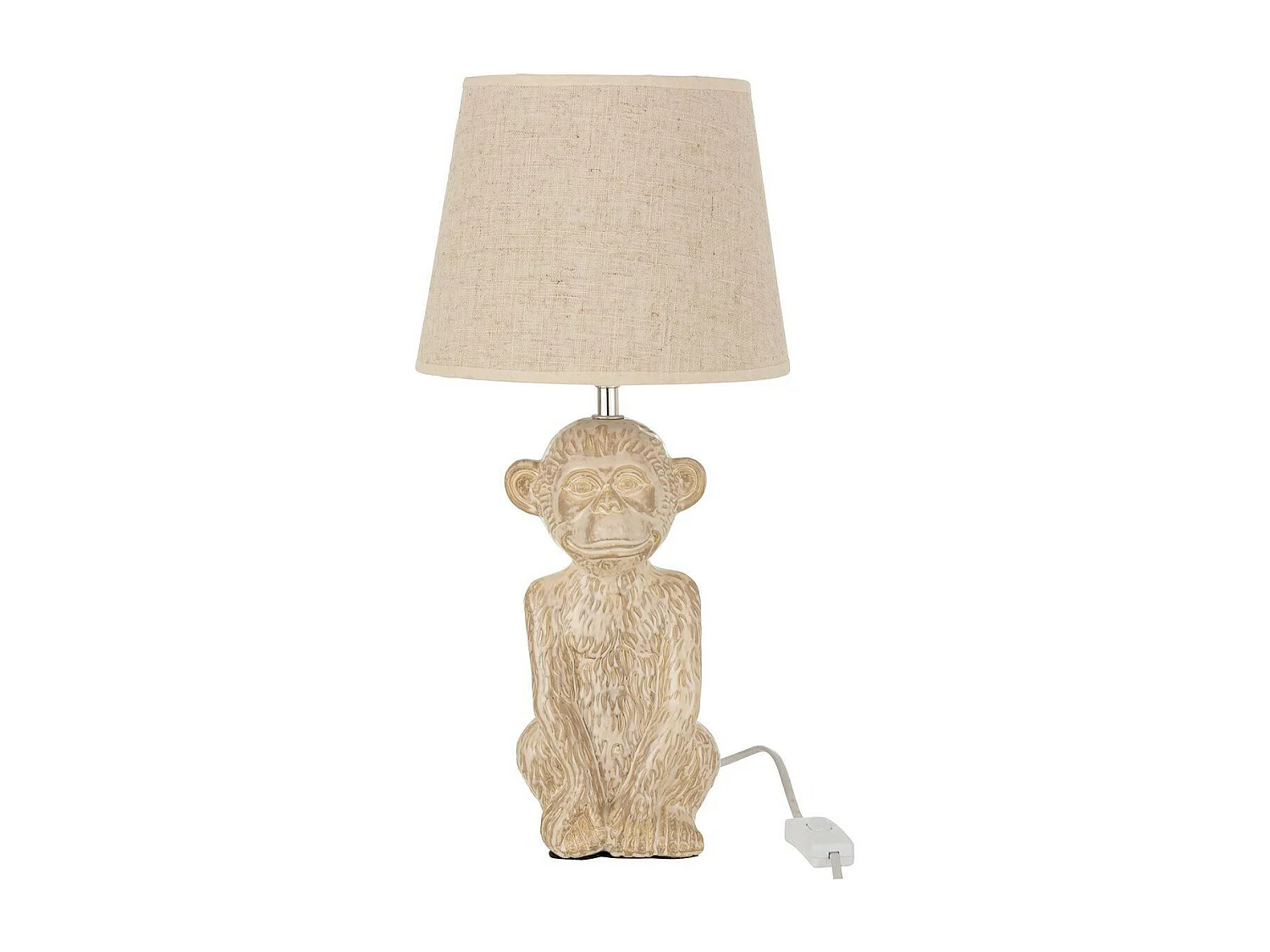 Lampe à Poser Design "Singe Ciment" 46cm Beige