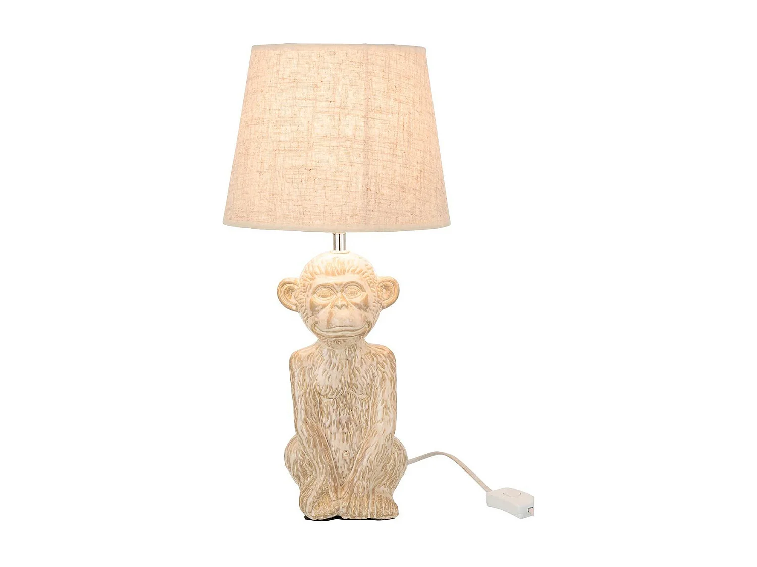 Lampe à Poser Design "Singe Ciment" 46cm Beige