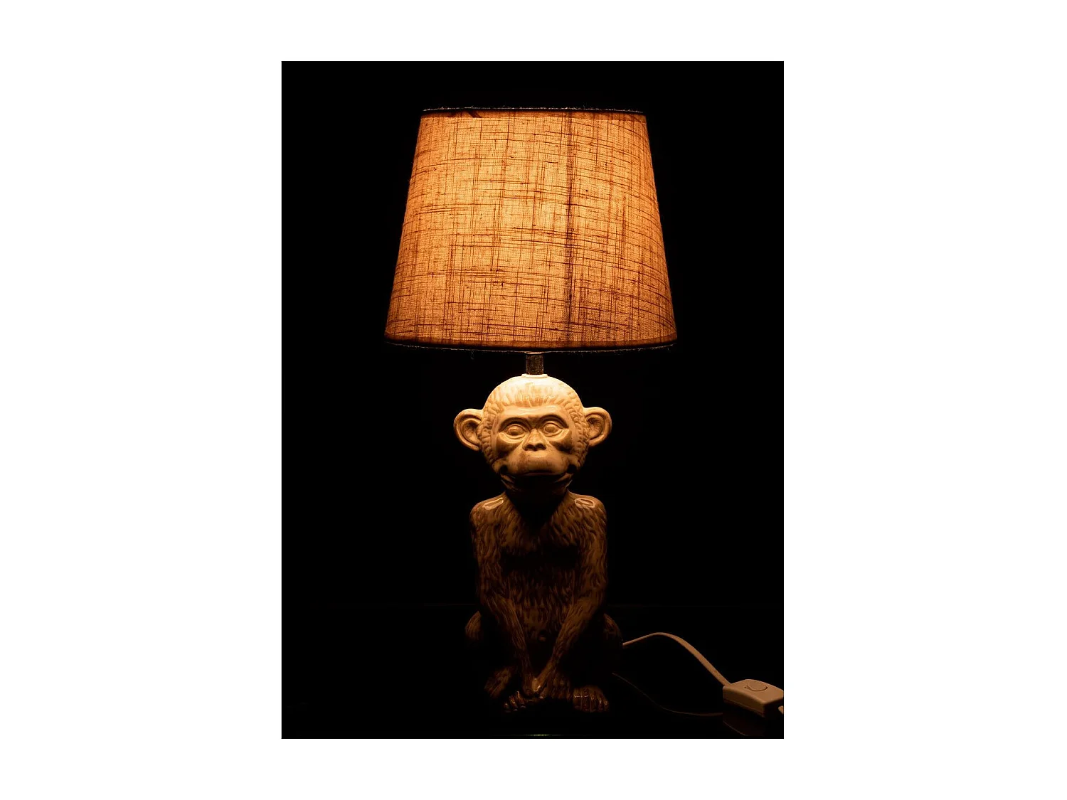 Lampe à Poser Design "Singe Ciment" 46cm Beige