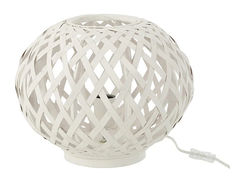 Lampe à Poser en Bambou "Inaya" 32cm Blanc