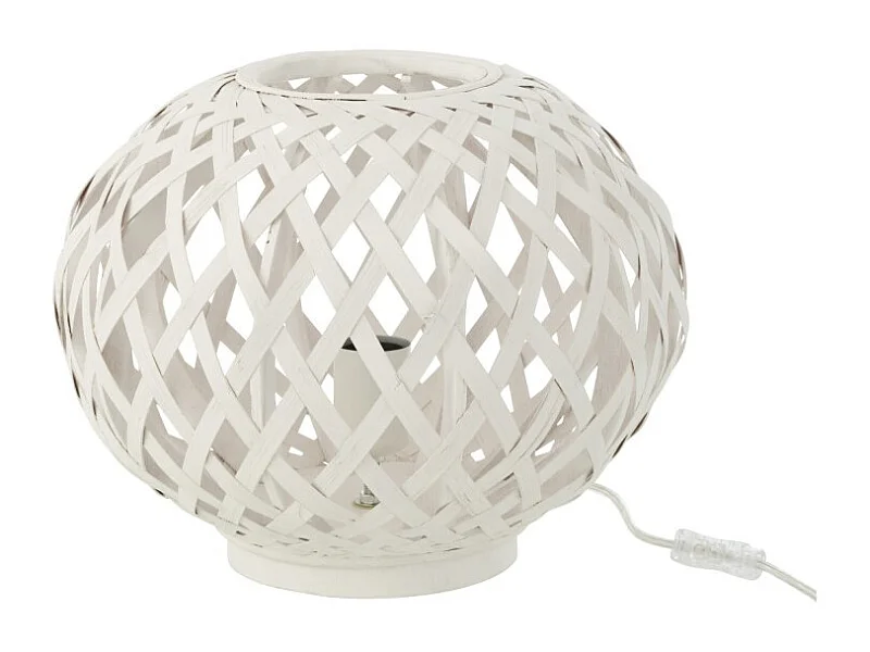 Lampe à Poser en Bambou "Inaya" 32cm Blanc