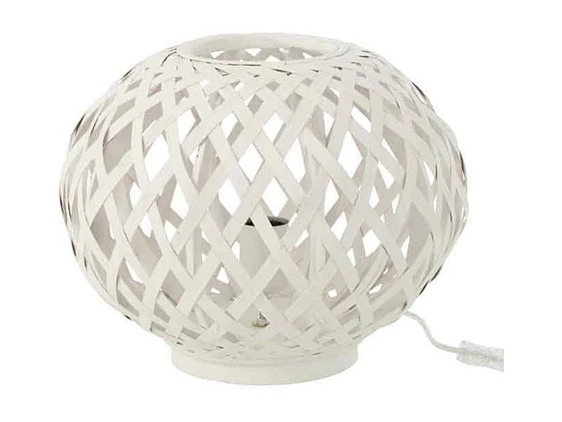 Lampe à Poser en Bambou "Inaya" 32cm Blanc
