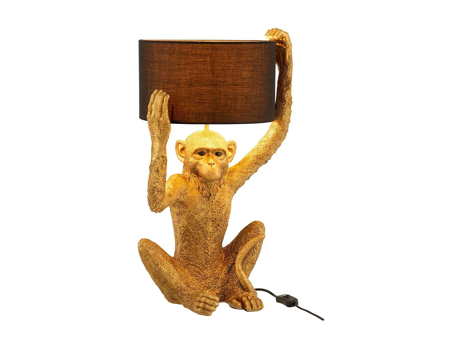 Lampe à Poser Design "Singe" 58cm Or & Noir