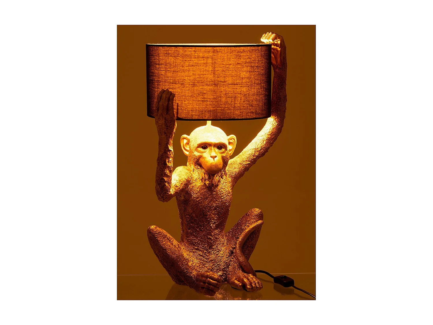 Lampe à Poser Design "Singe" 58cm Or & Noir