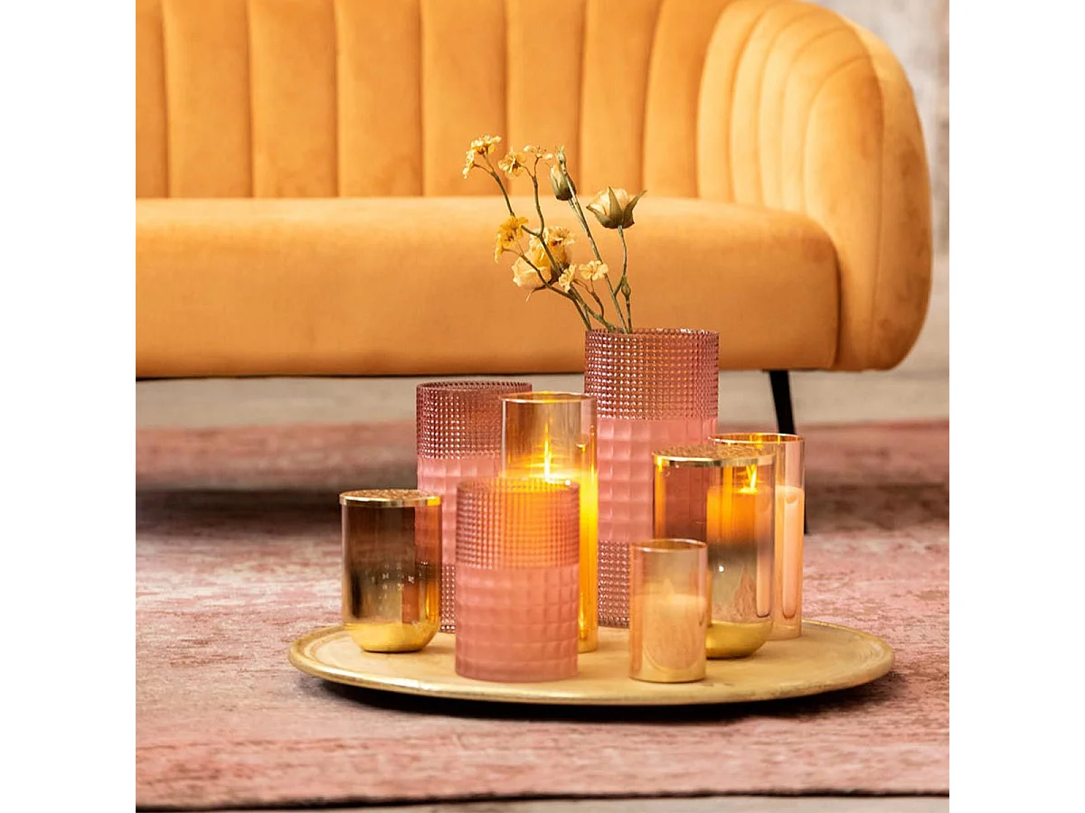 Lámpara LED de vidrio dorado 10x10x20 cm