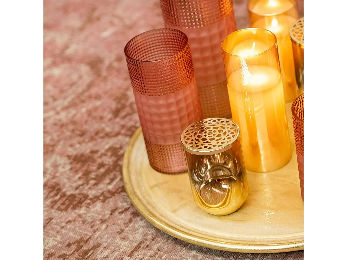 Lámpara LED de vidrio dorado 10x10x20 cm