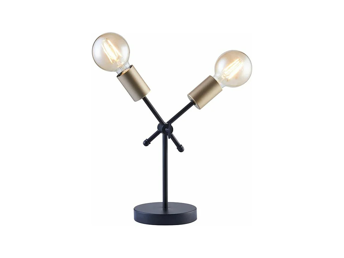 Lampe à Poser 2 Têtes Design "Ismay" 30cm Noir