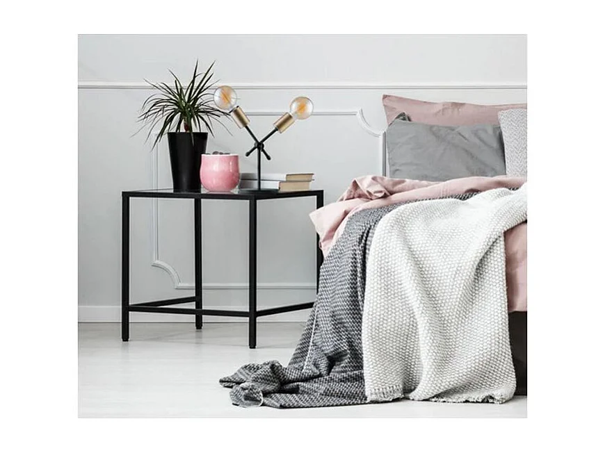 Lampe à Poser 2 Têtes Design "Ismay" 30cm Noir