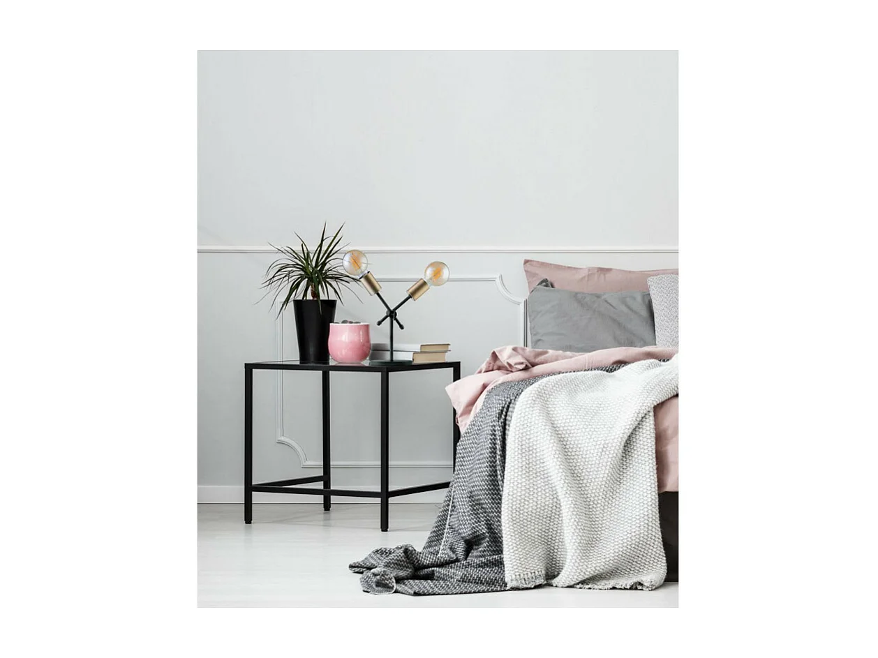 Lampe à Poser 2 Têtes Design "Ismay" 30cm Noir