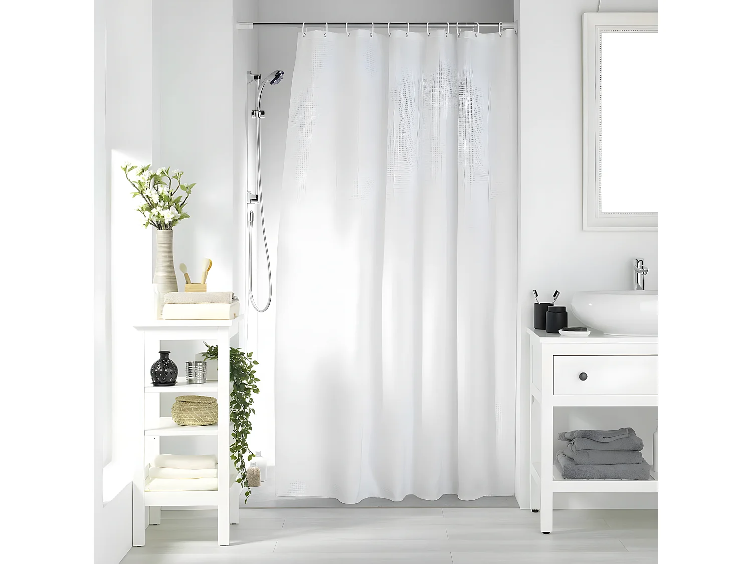 Rideau de Douche "Quartz" 180x200cm Blanc