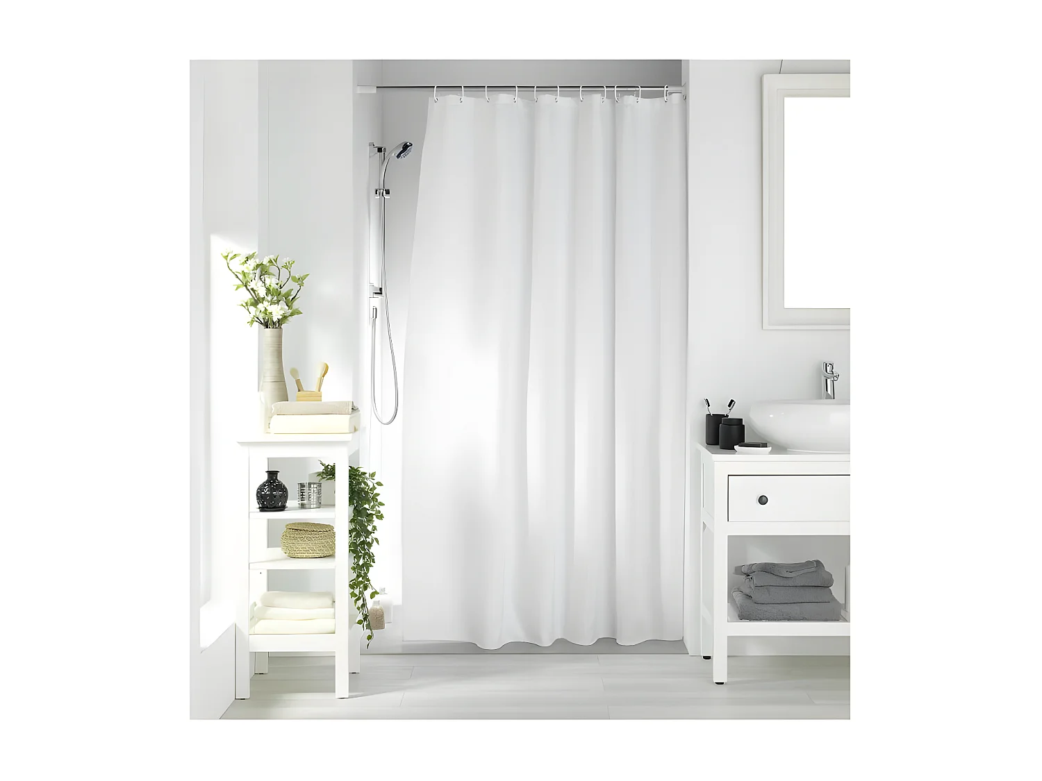 Rideau de Douche "Quartz" 180x200cm Blanc