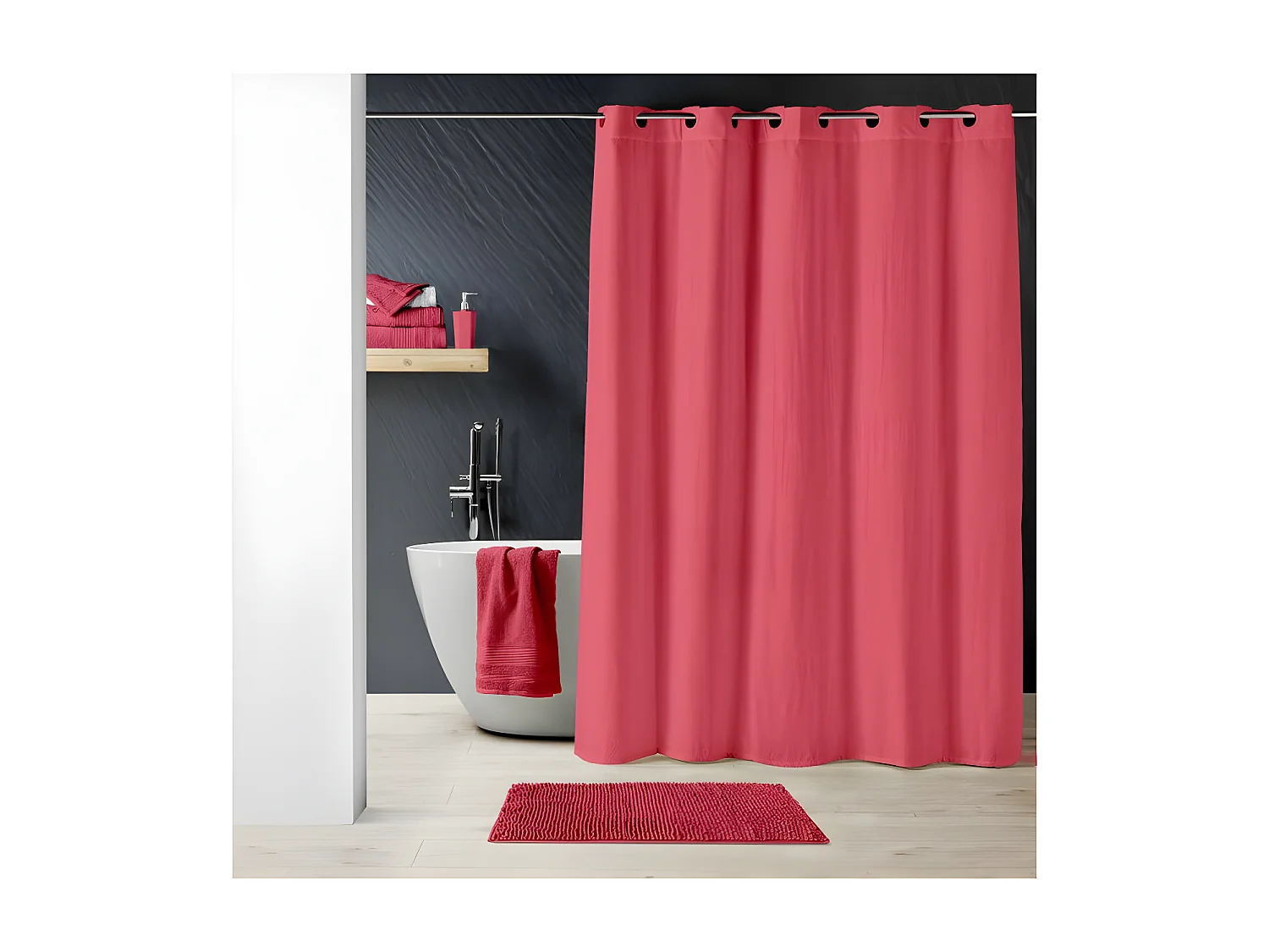 Rideau de Douche "Dotty" 180x200cm Framboise