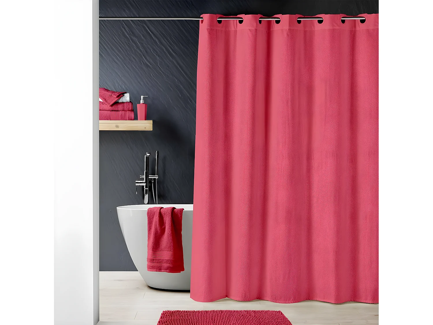 Rideau de Douche "Dotty" 180x200cm Framboise