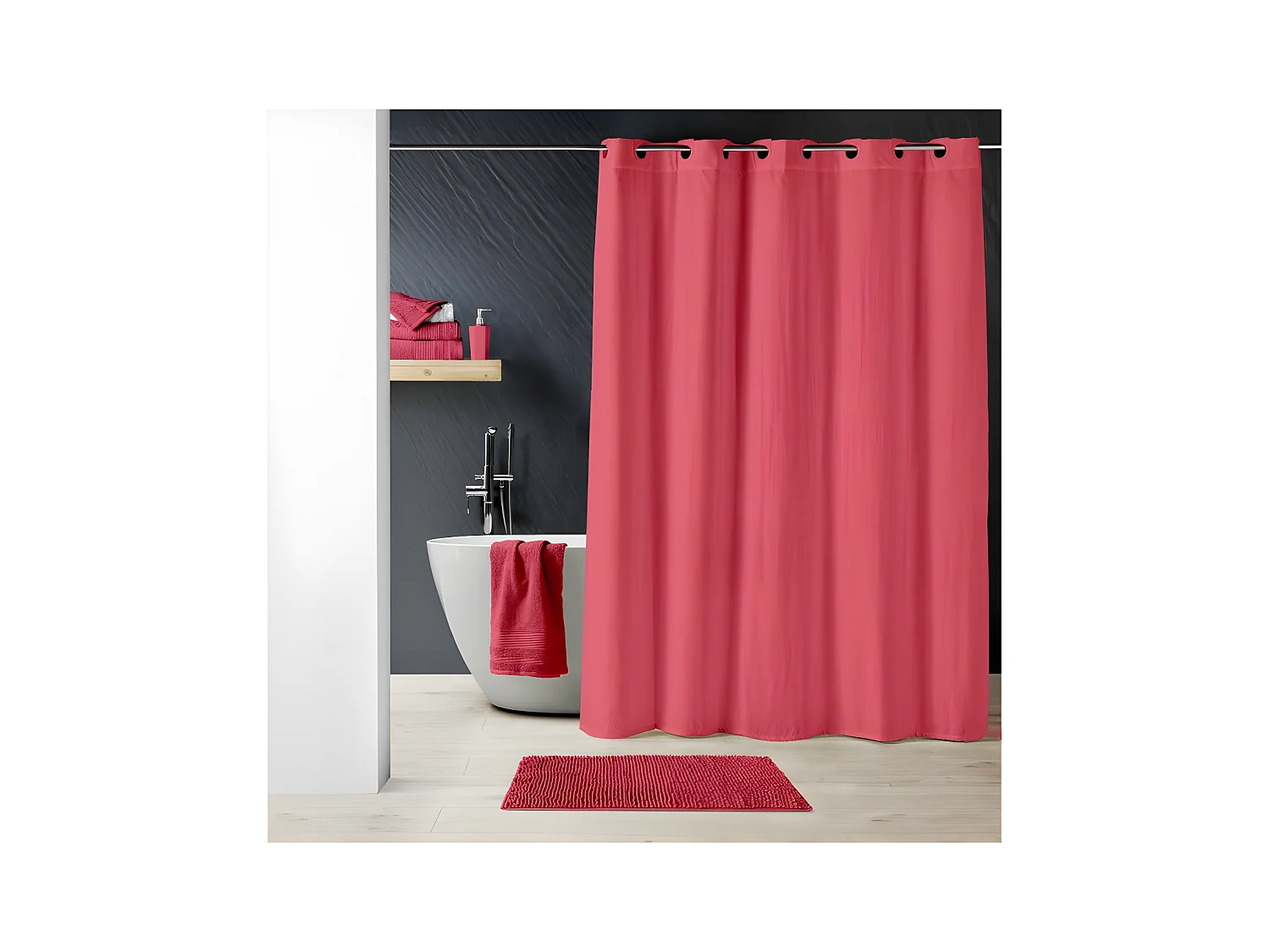 Rideau de Douche "Dotty" 180x200cm Framboise