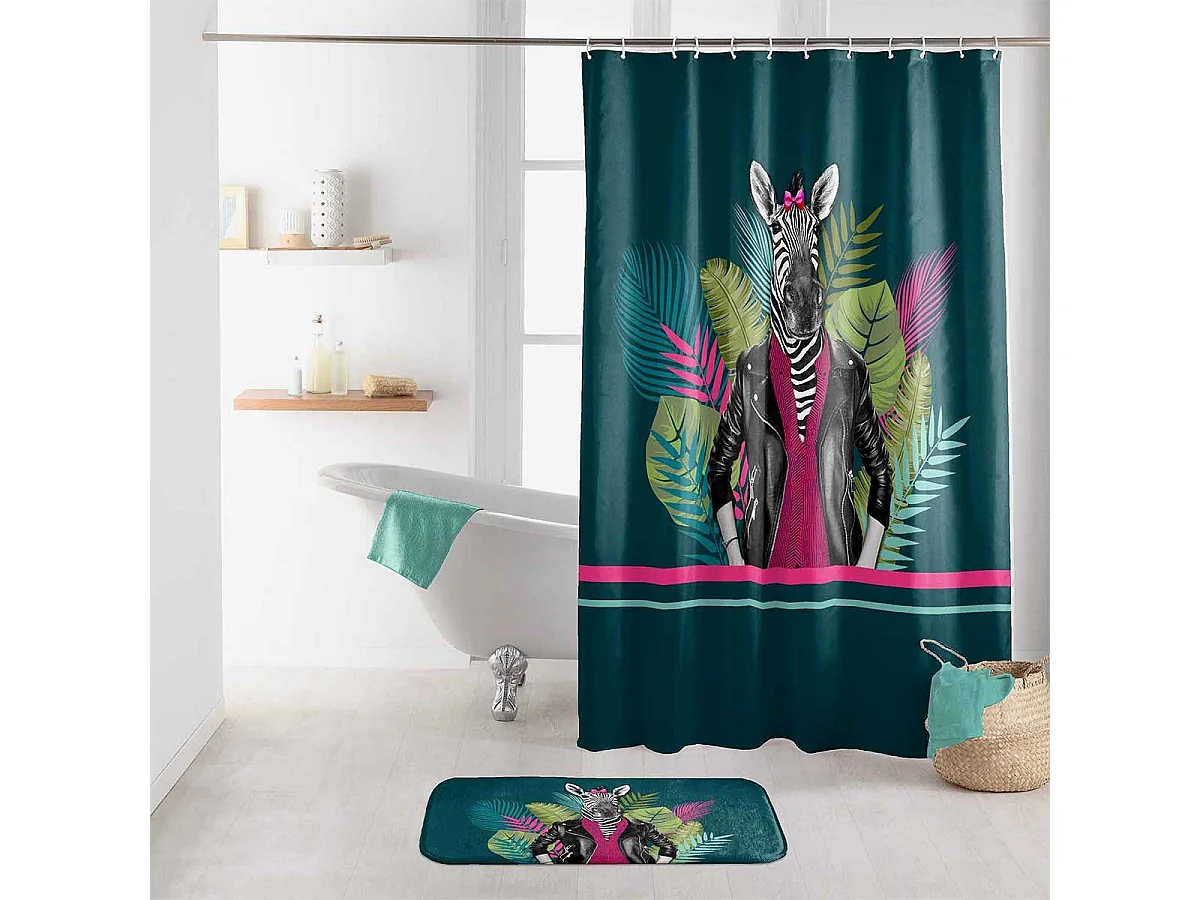 Rideau de Douche Imprimé "Marty" 180x200cm Vert