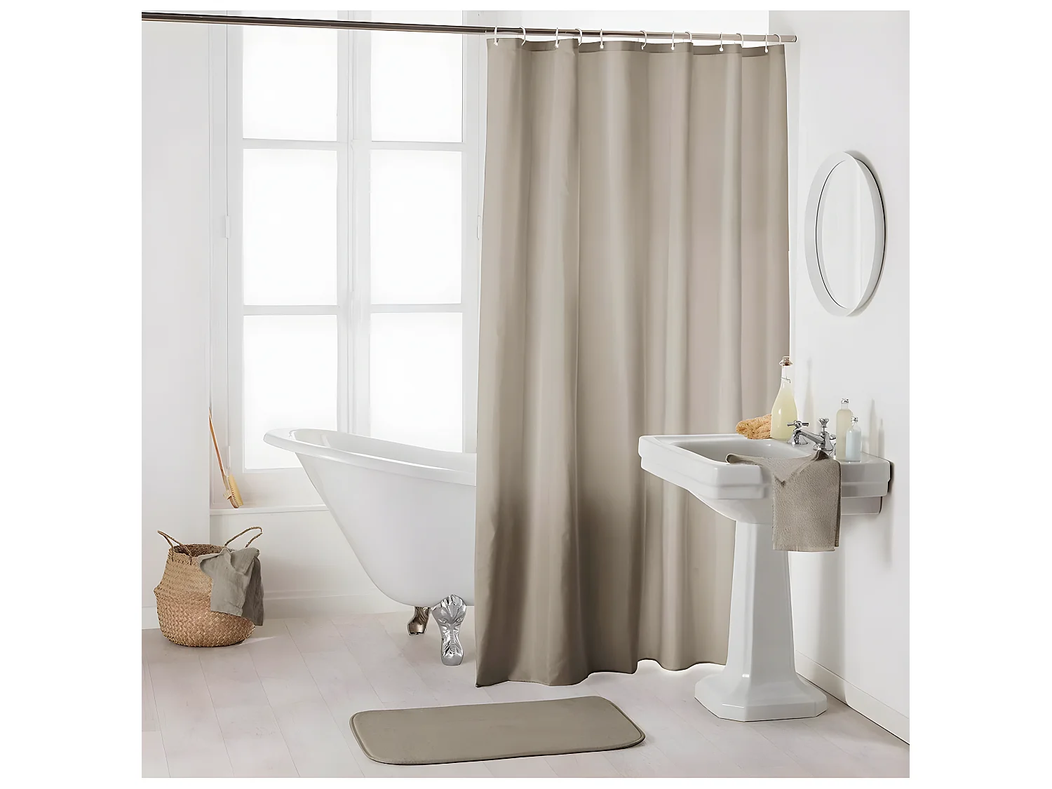 Rideau de Douche Uni "Essencia" 180x200cm Taupe