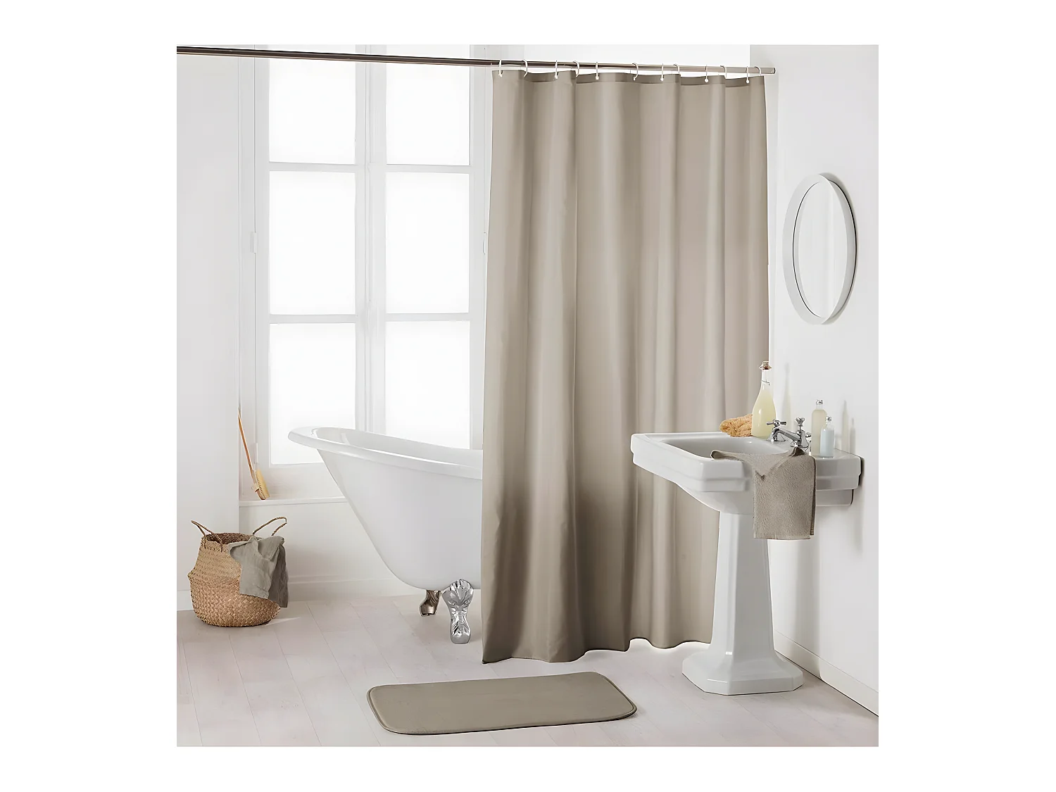 Rideau de Douche Uni "Essencia" 180x200cm Taupe