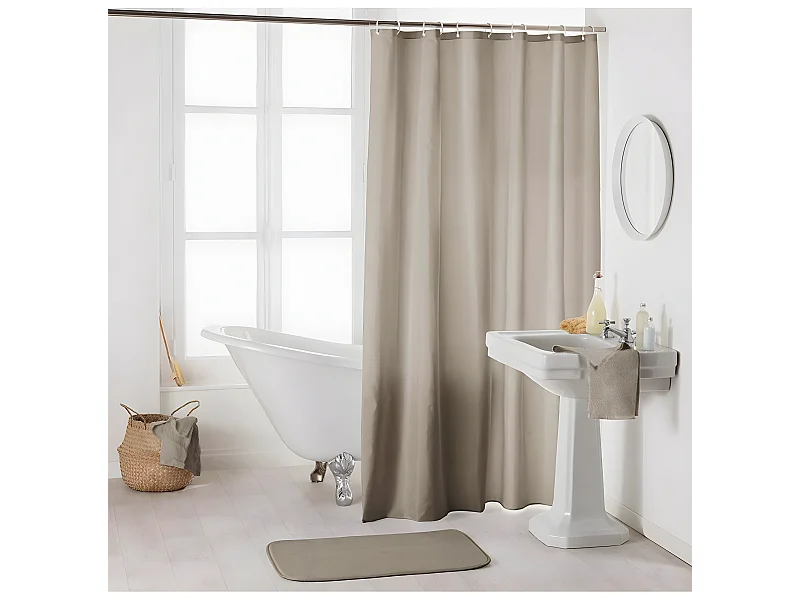 Rideau de Douche Uni "Essencia" 180x200cm Taupe