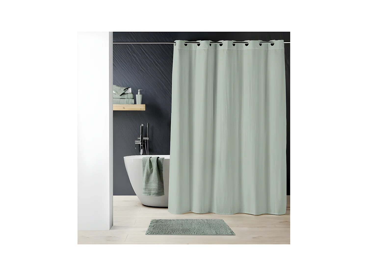 Rideau de Douche "Dotty" 180x200cm Gris Clair