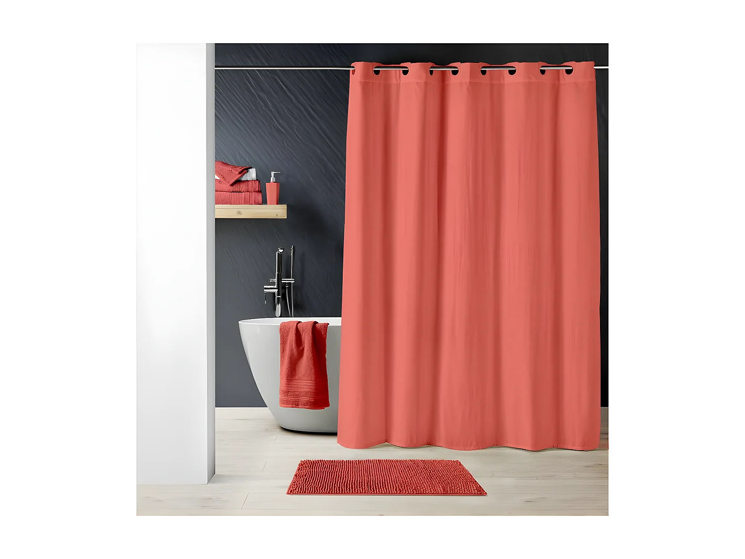 Rideau de Douche "Dotty" 180x200cm Terracotta