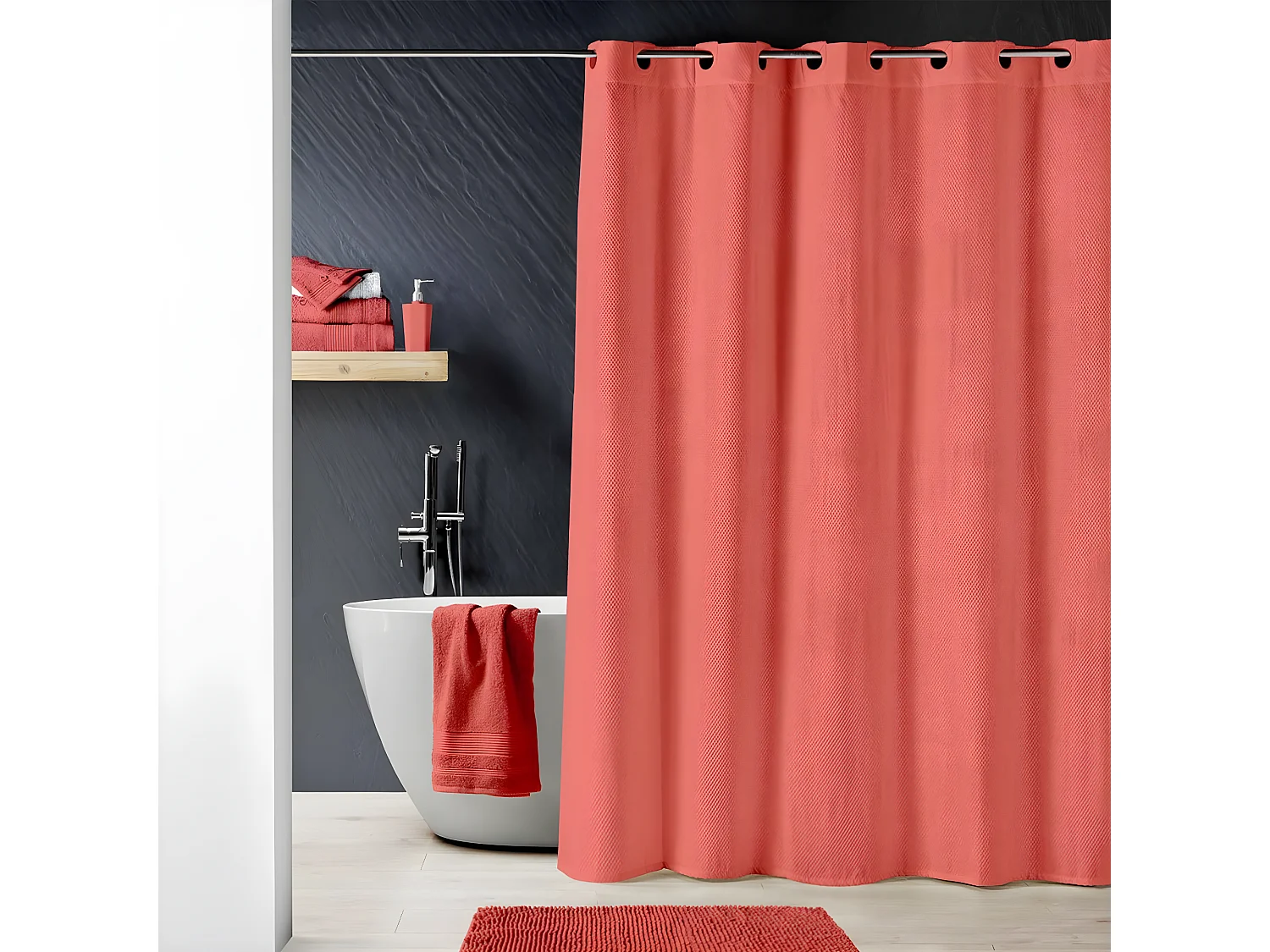 Rideau de Douche "Dotty" 180x200cm Terracotta