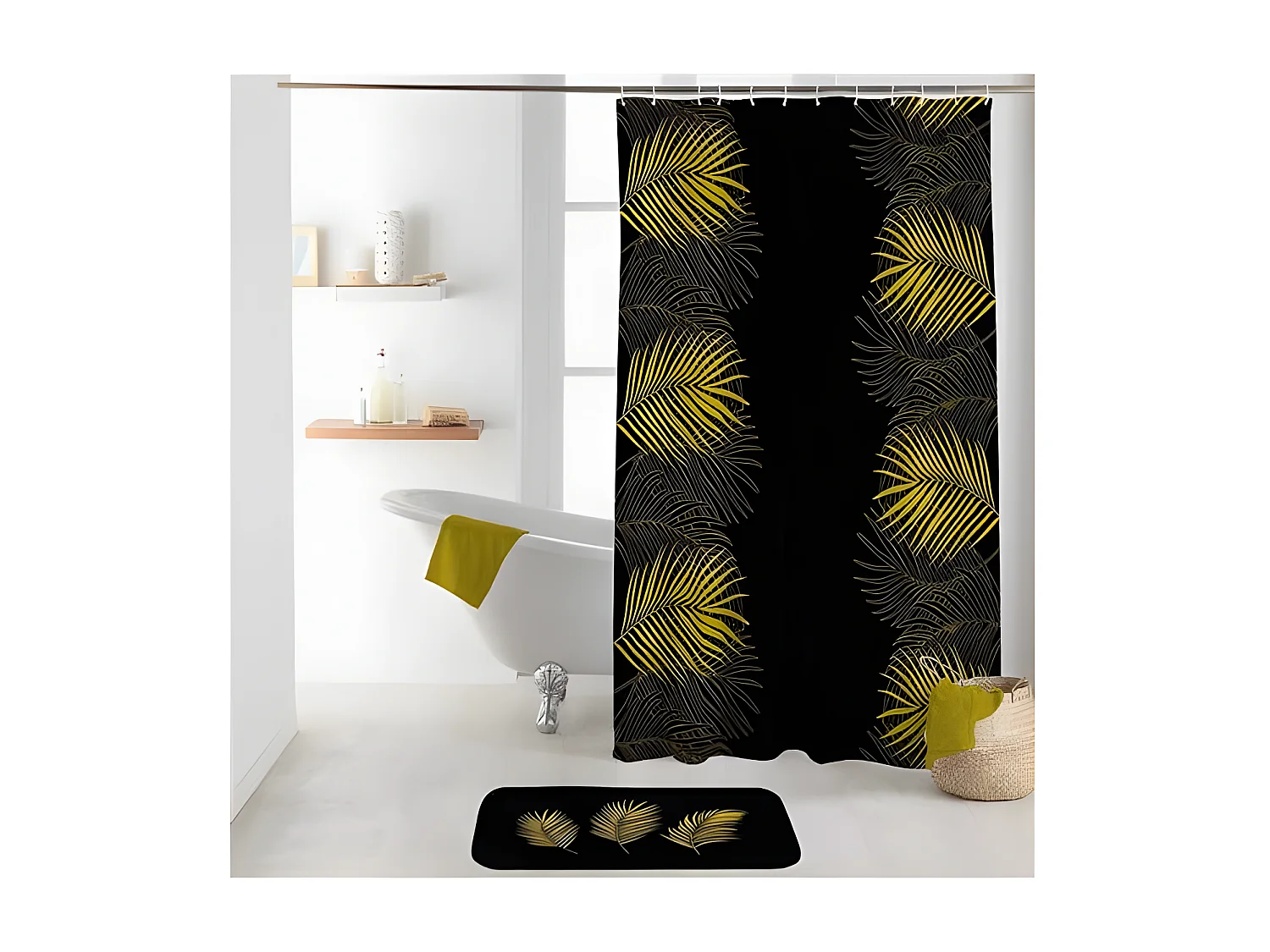 Rideau de Douche Imprimé "Orbella" 180x200cm Noir