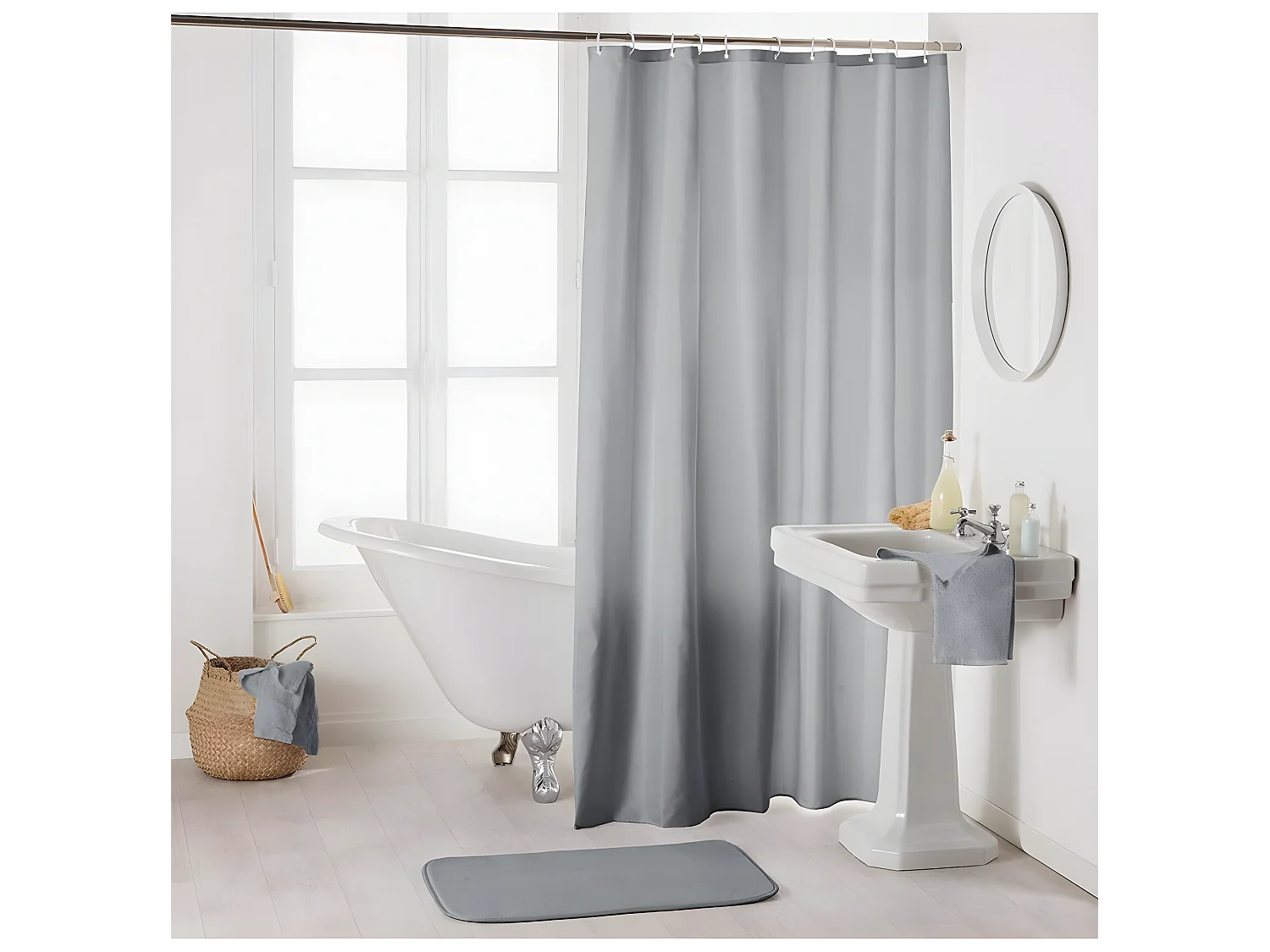 Rideau de Douche Uni "Essencia" 180x200cm Gris