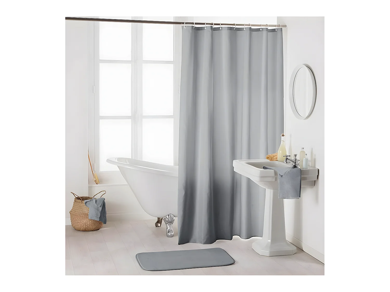 Rideau de Douche Uni "Essencia" 180x200cm Gris