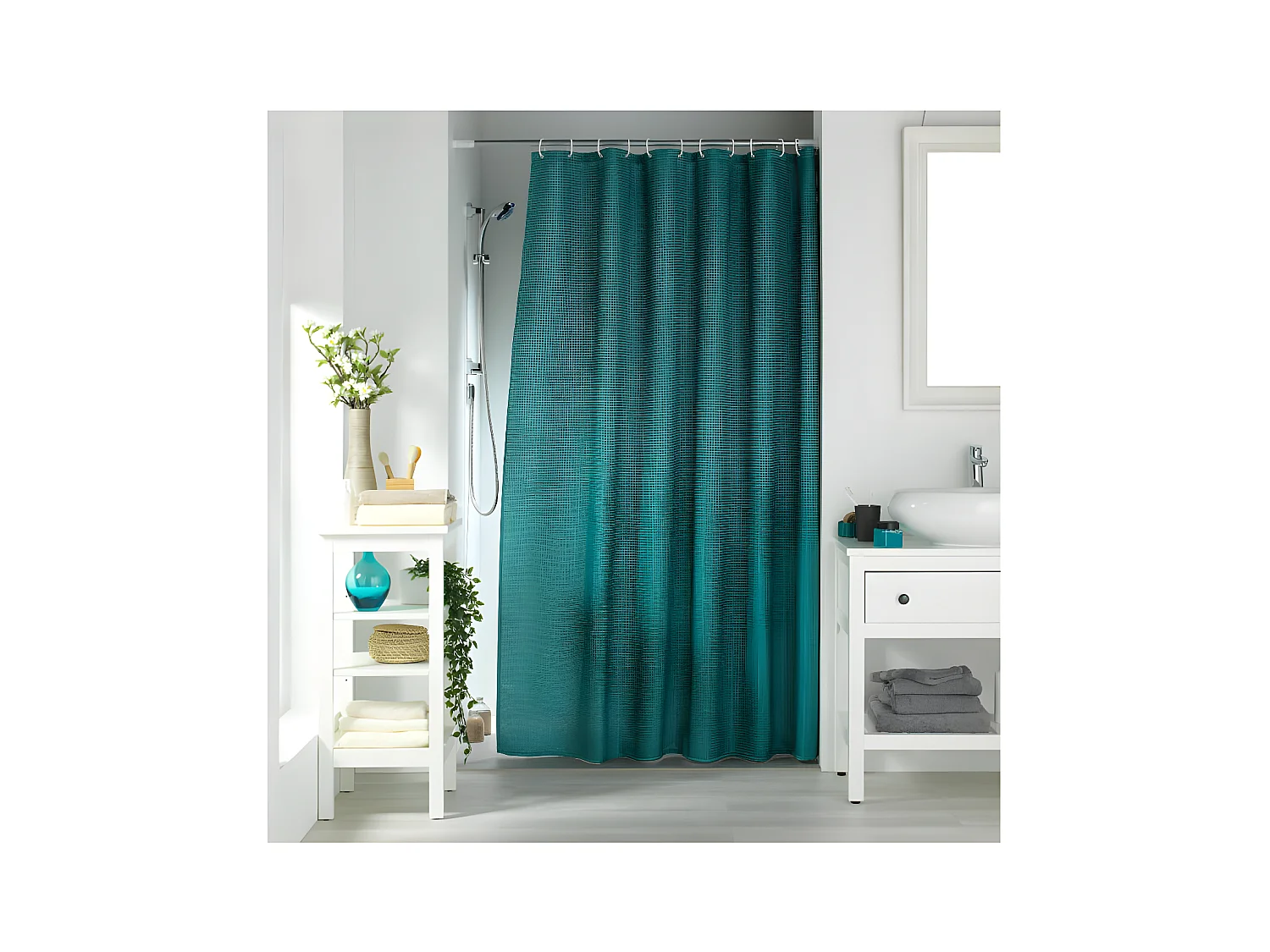 Rideau de Douche "Quartz" 180x200cm Bleu