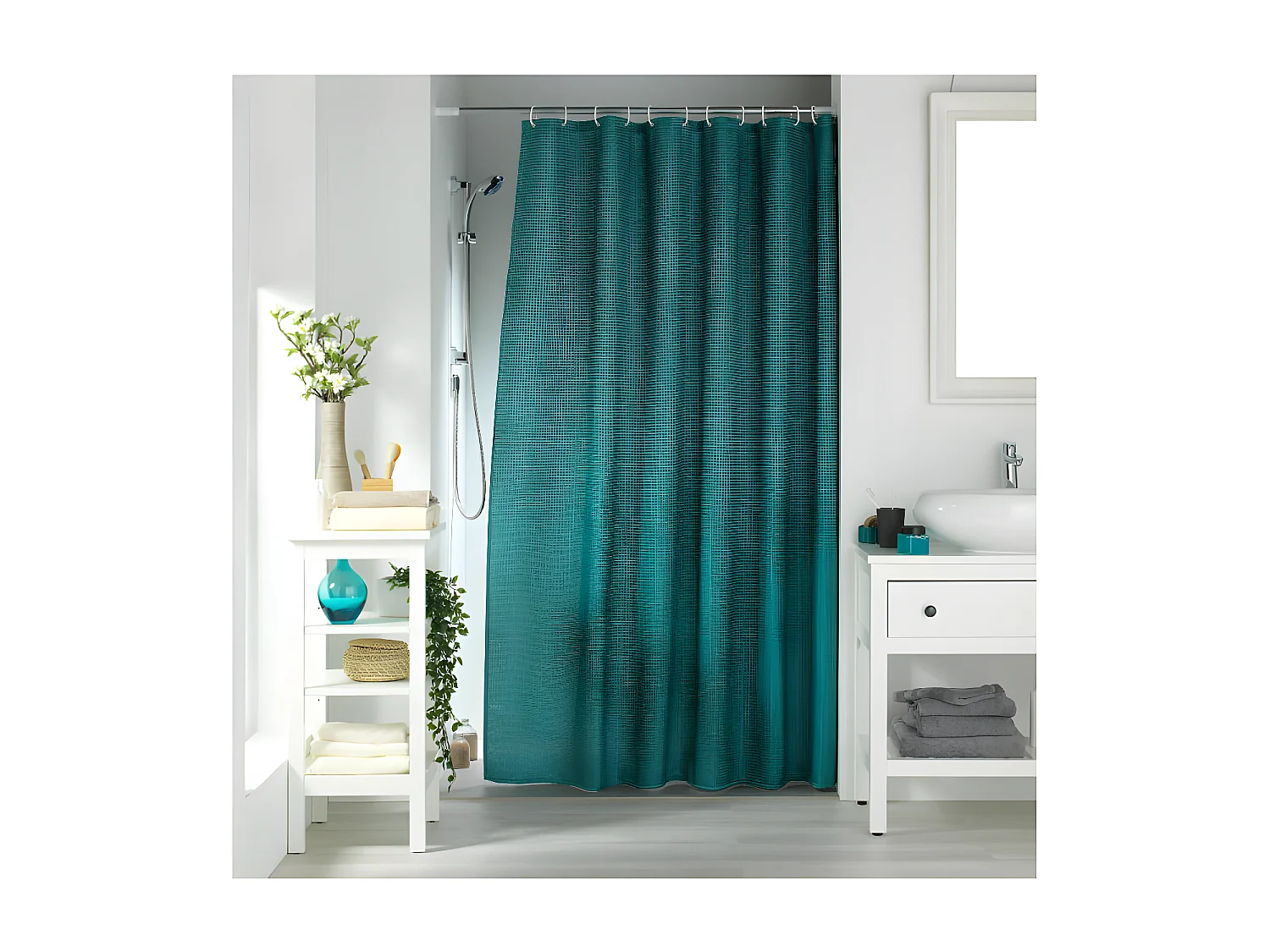 Rideau de Douche "Quartz" 180x200cm Bleu