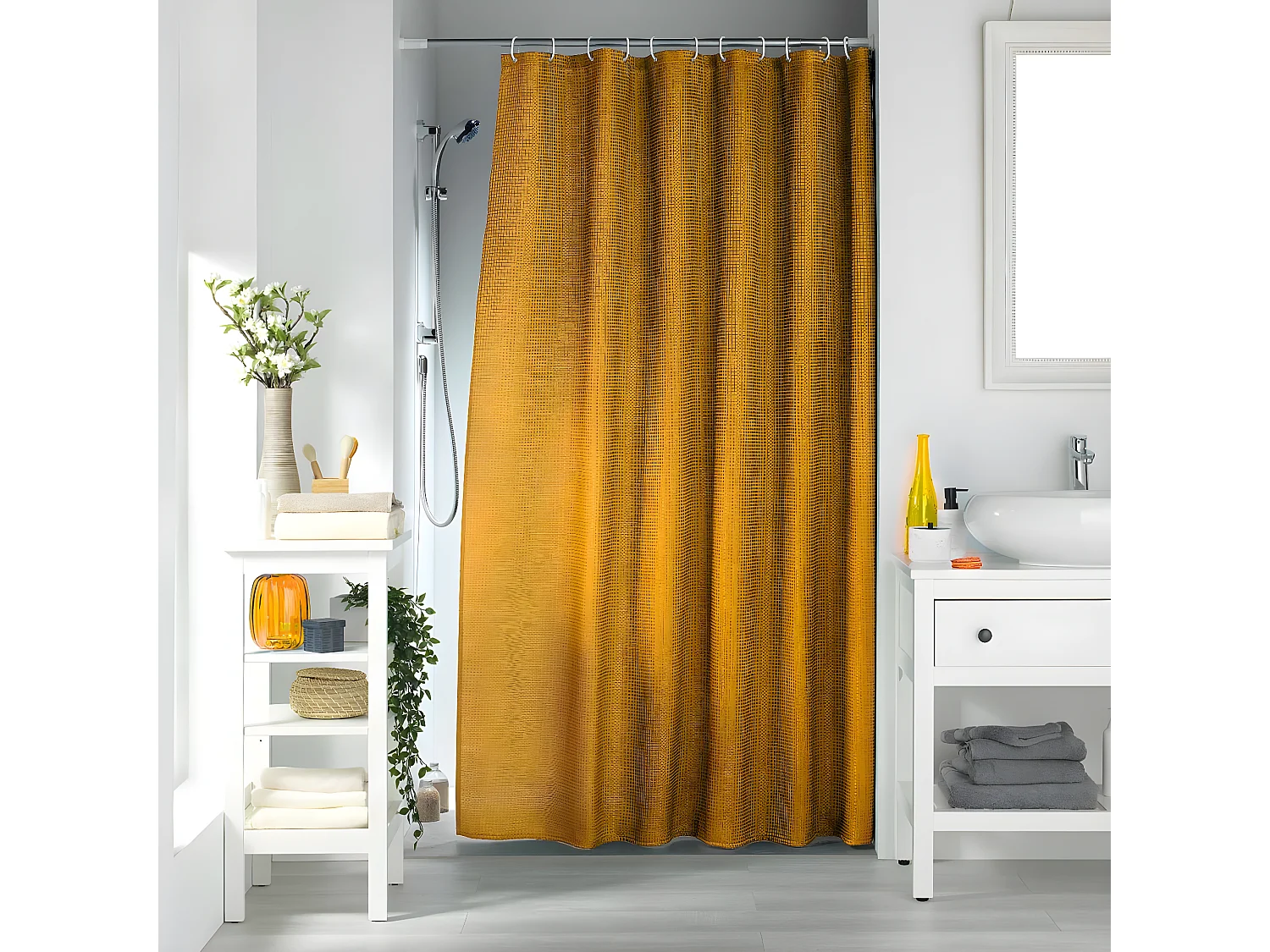 Rideau de Douche "Quartz" 180x200cm Ocre