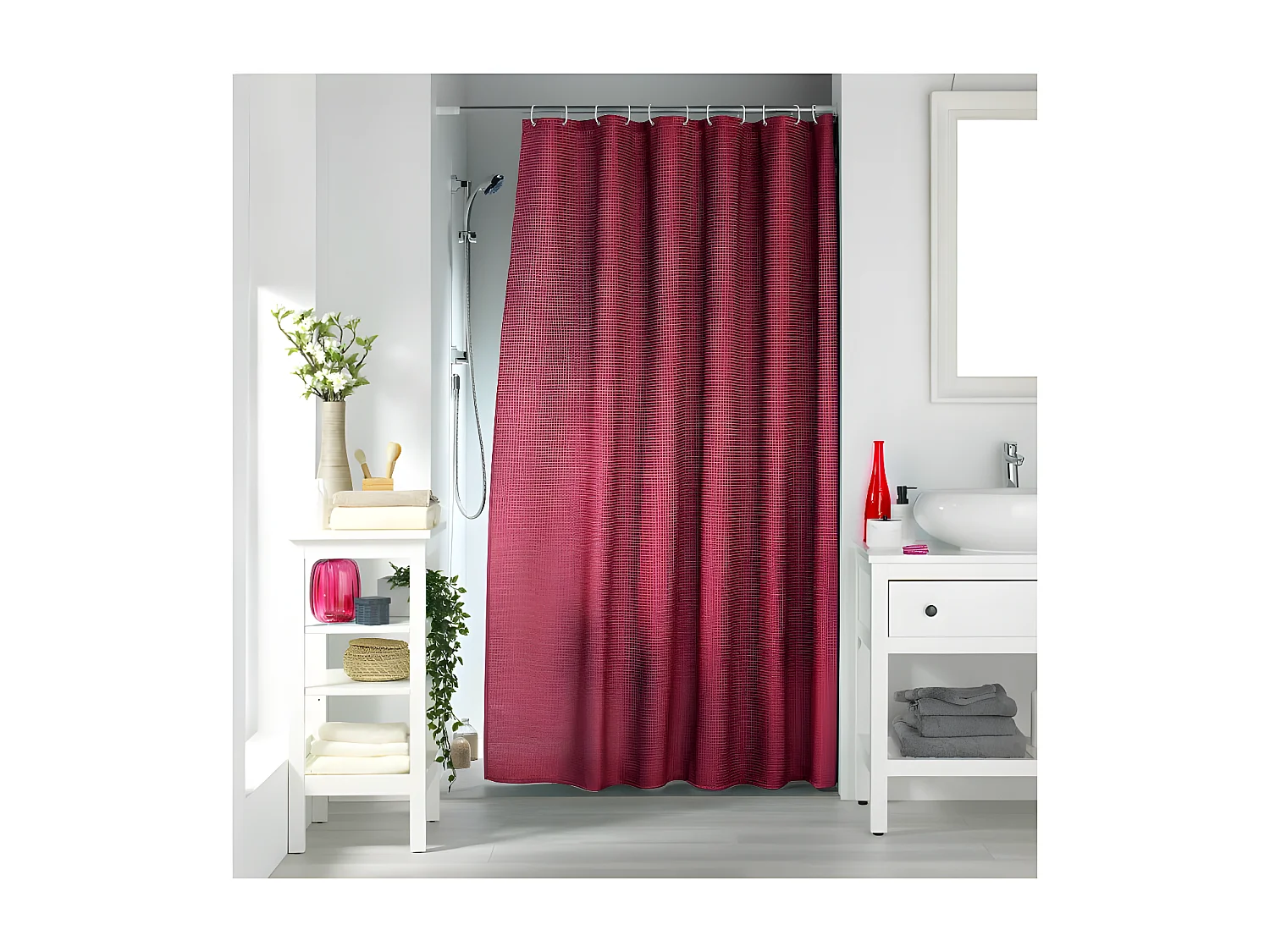 Rideau de Douche "Quartz" 180x200cm Framboise