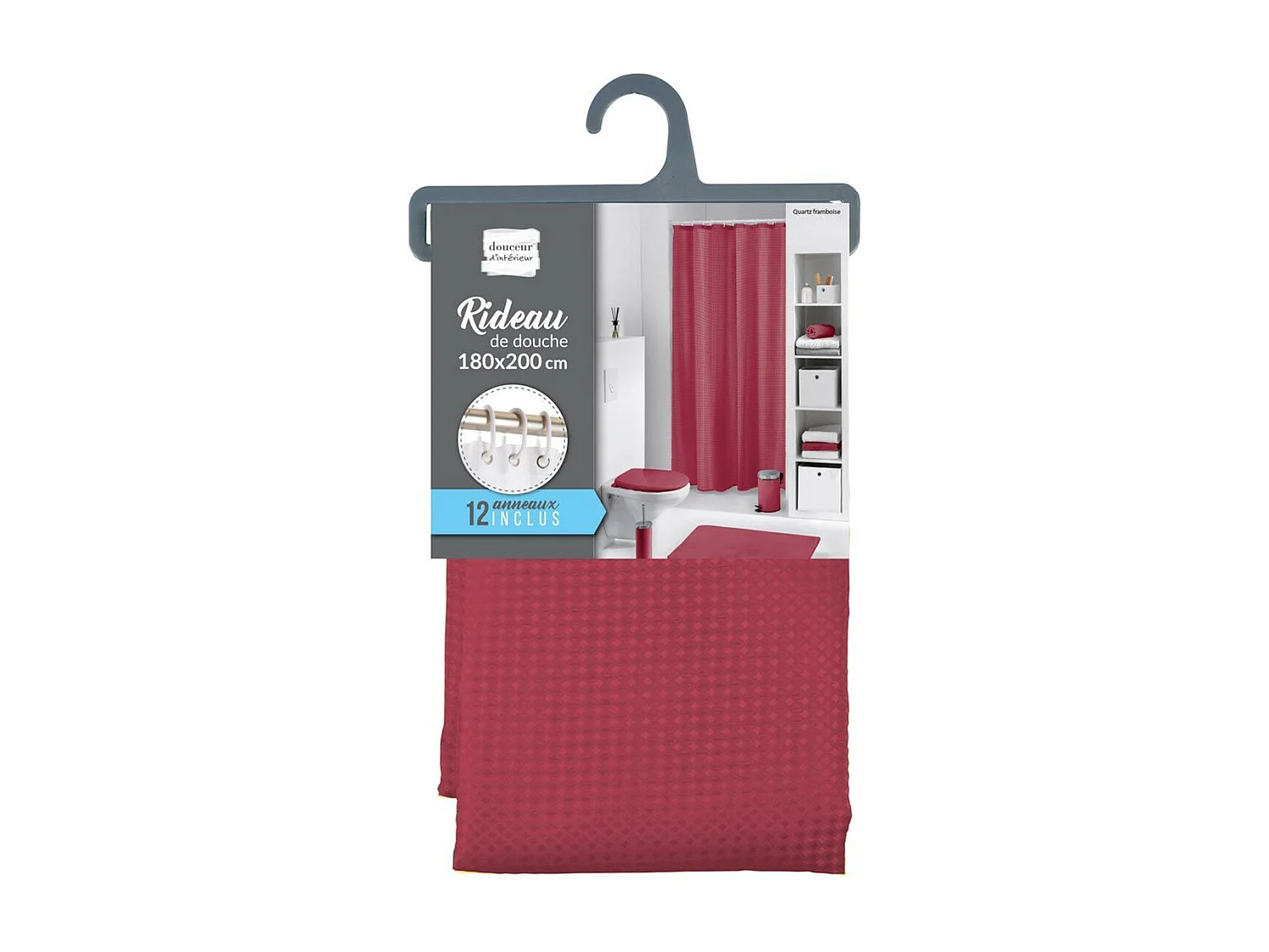 Rideau de Douche "Quartz" 180x200cm Framboise