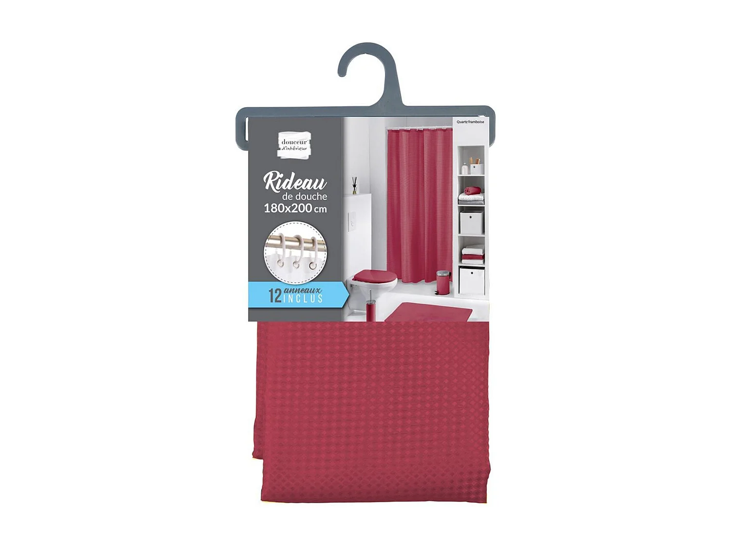 Rideau de Douche "Quartz" 180x200cm Framboise