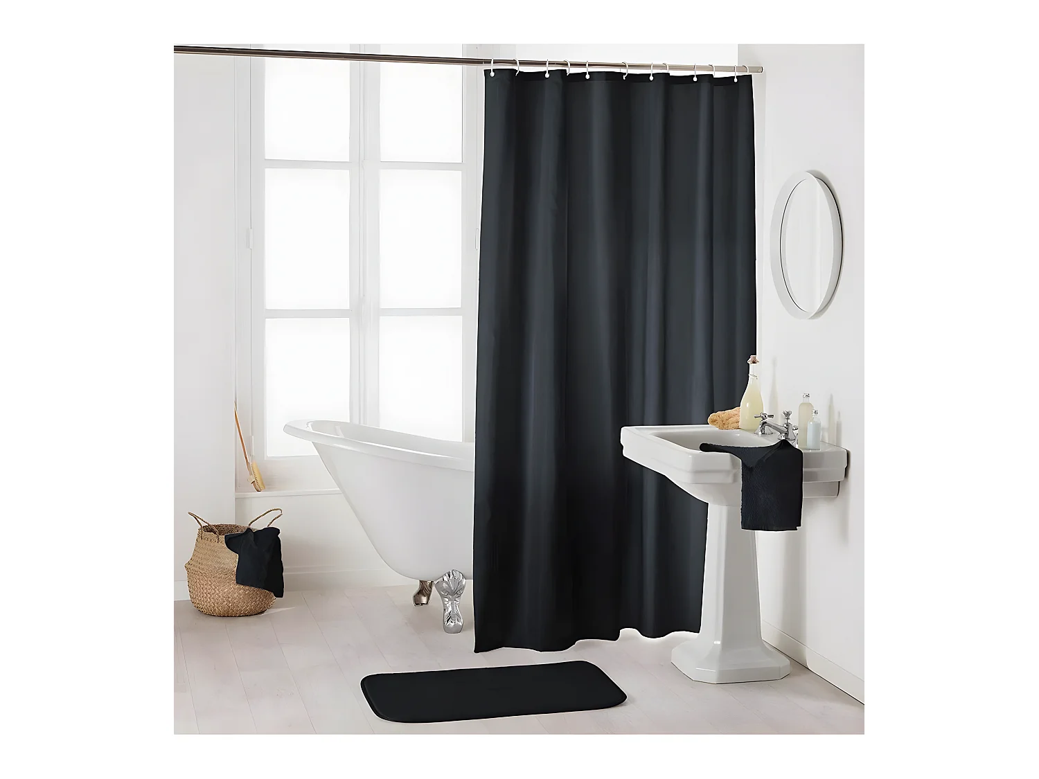 Rideau de Douche Uni "Essencia" 180x200cm Noir