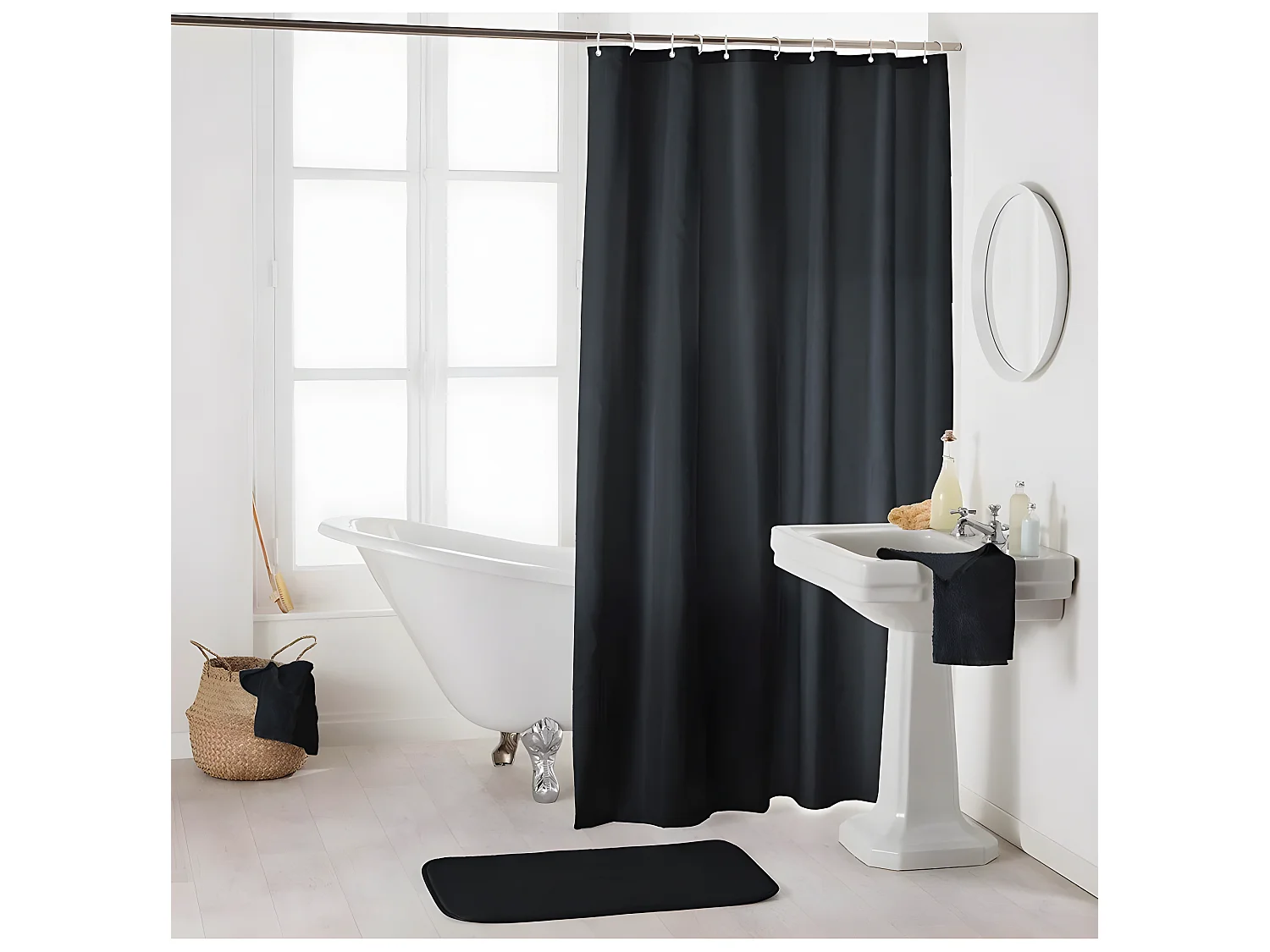 Rideau de Douche Uni "Essencia" 180x200cm Noir