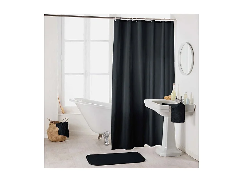 Rideau de Douche Uni "Essencia" 180x200cm Noir