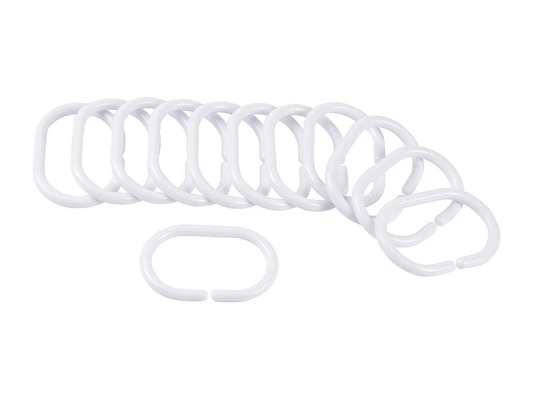 Lot de 12 Anneaux de Rideau de Douche "Vitamine II" 6cm Blanc
