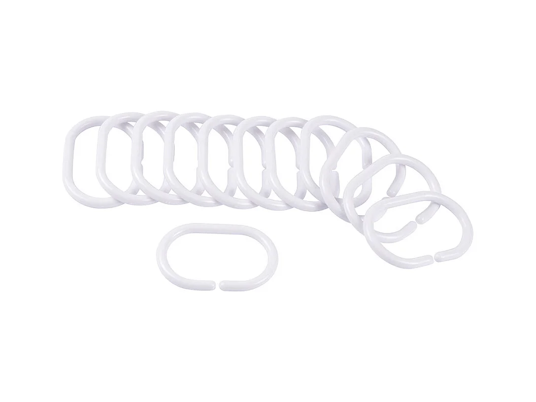 Lot de 12 Anneaux de Rideau de Douche "Vitamine II" 6cm Blanc