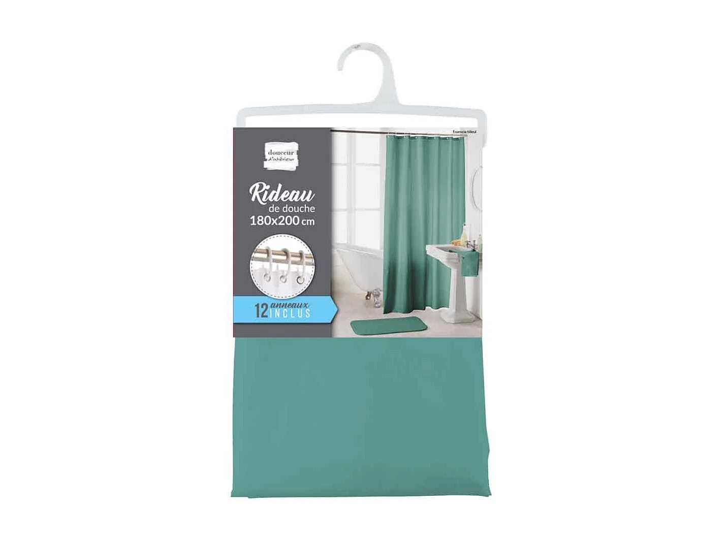 Rideau de Douche Uni "Essencia" 180x200cm Tilleul