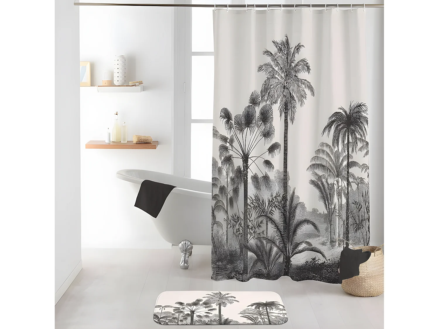 Rideau de Douche "Cocoty" 180x200cm Blanc