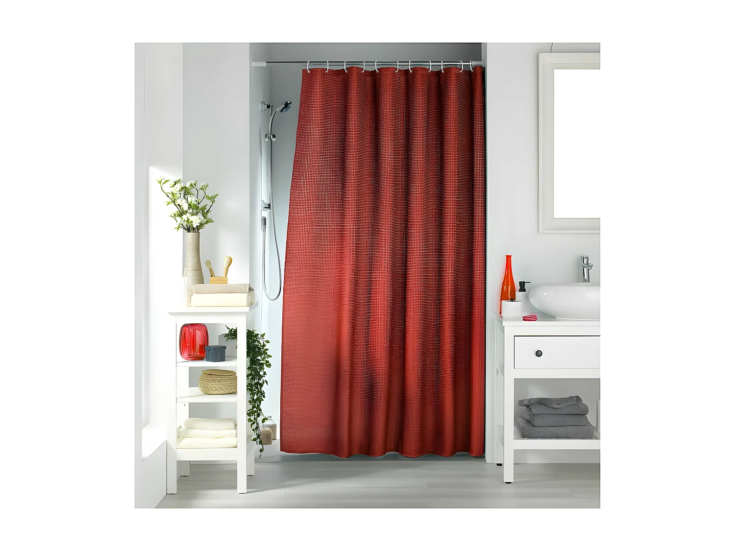 Rideau de Douche "Quartz" 180x200cm Terracotta