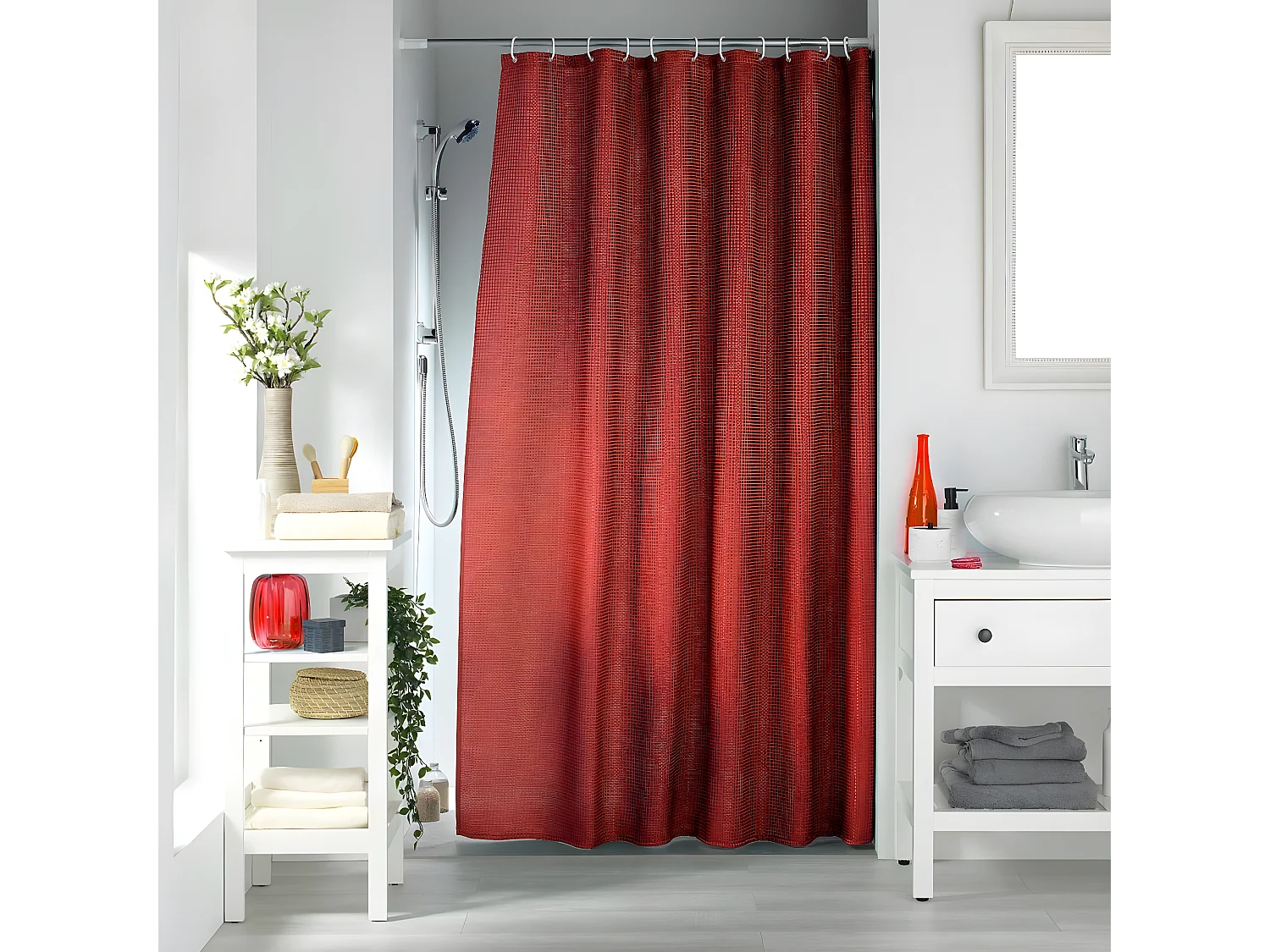 Rideau de Douche "Quartz" 180x200cm Terracotta