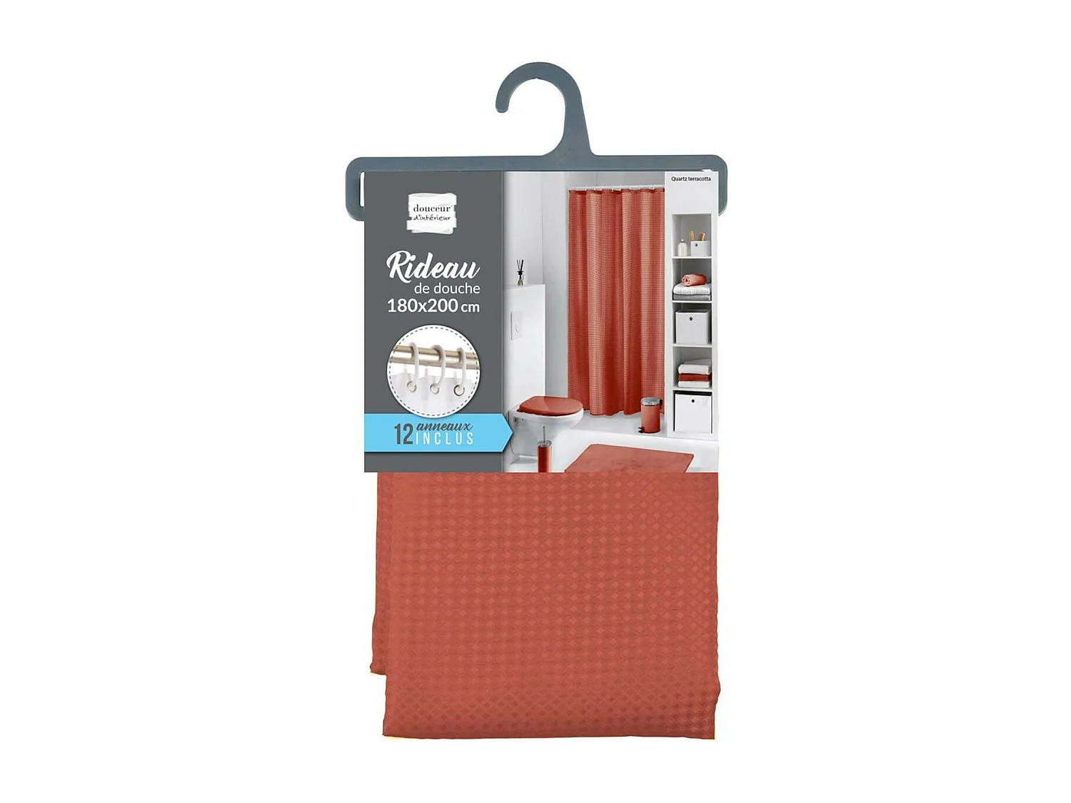 Rideau de Douche "Quartz" 180x200cm Terracotta