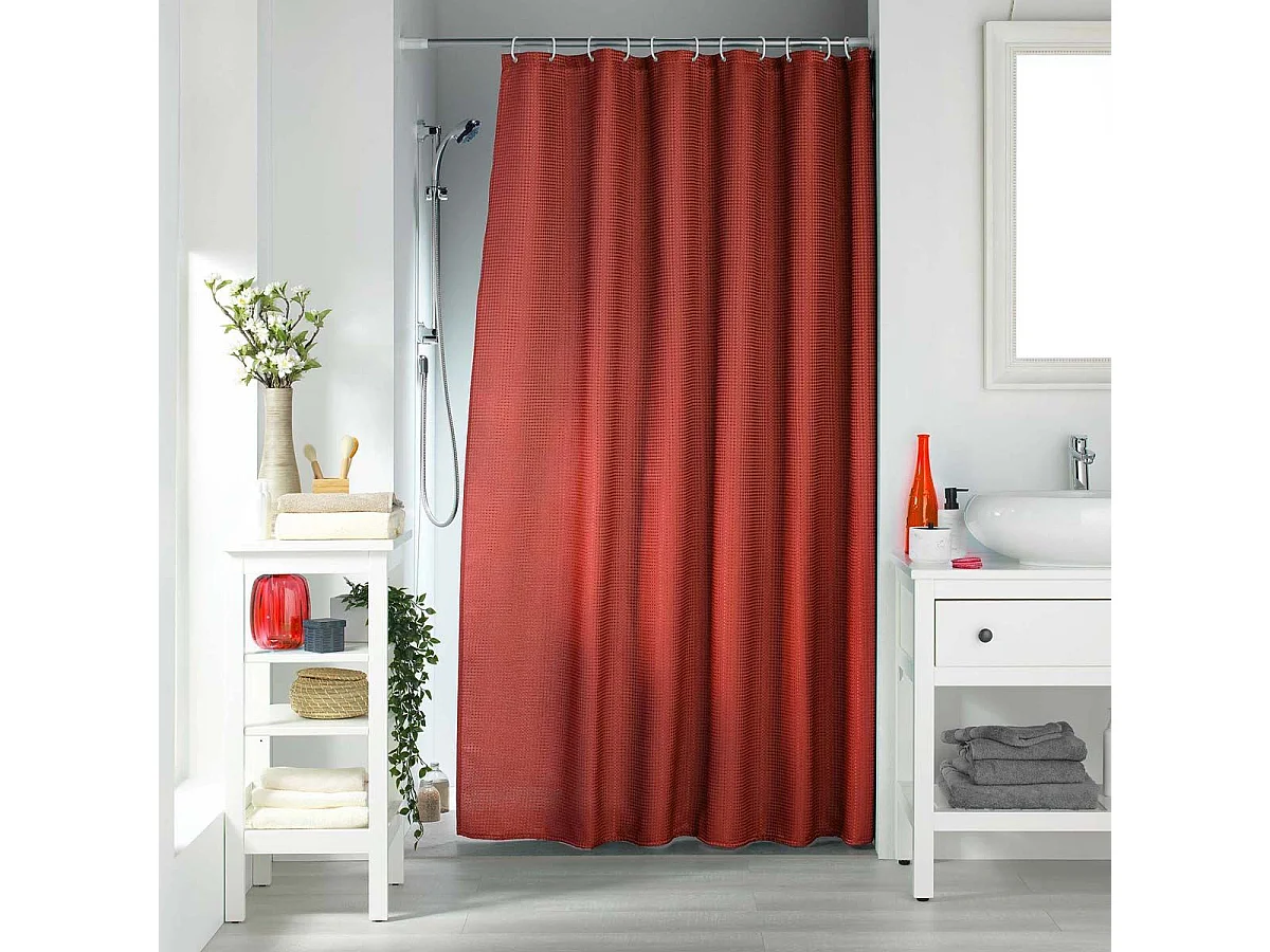 Rideau de Douche "Quartz" 180x200cm Terracotta