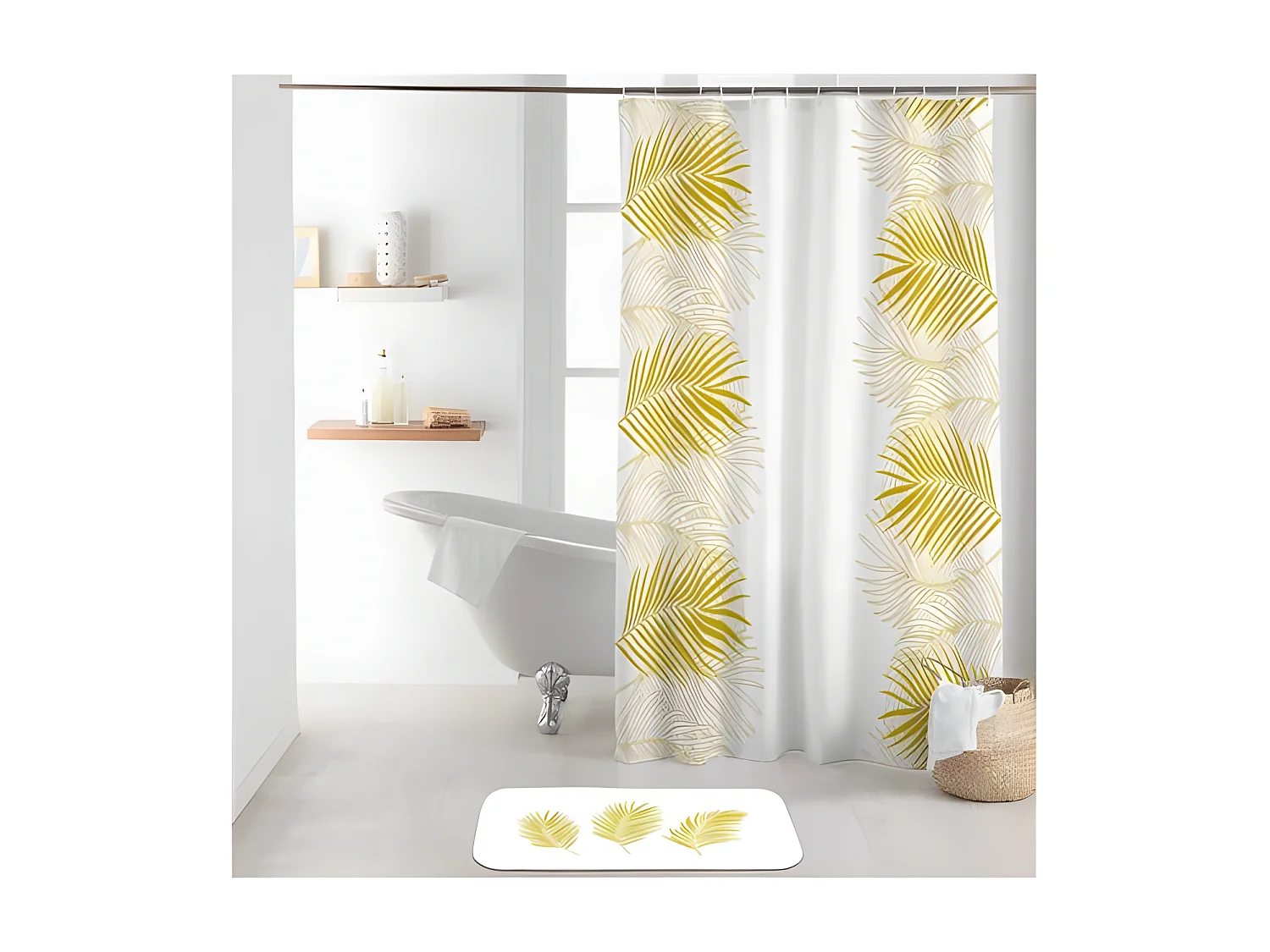 Rideau de Douche Imprimé "Orbella" 180x200cm Blanc