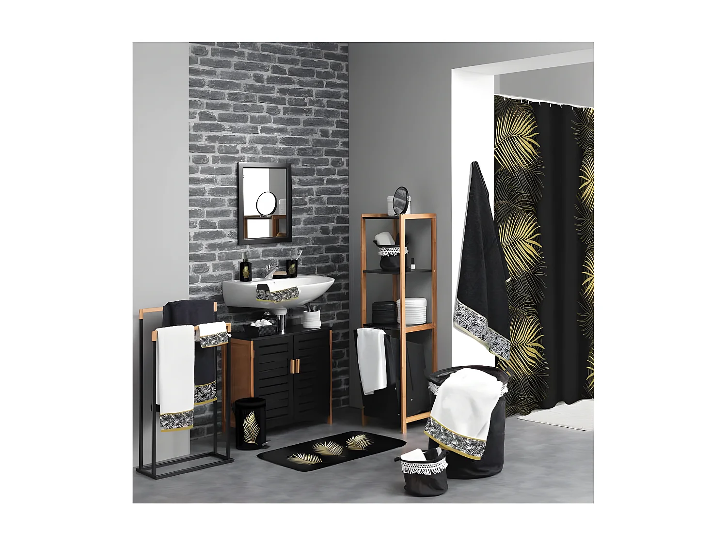 Rideau de Douche Imprimé "Orbella" 180x200cm Blanc