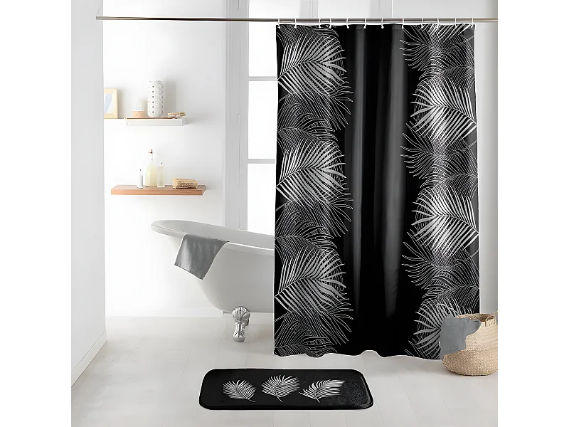 Rideau de Douche Imprimé "Orbella" 180x200cm Noir & Argent